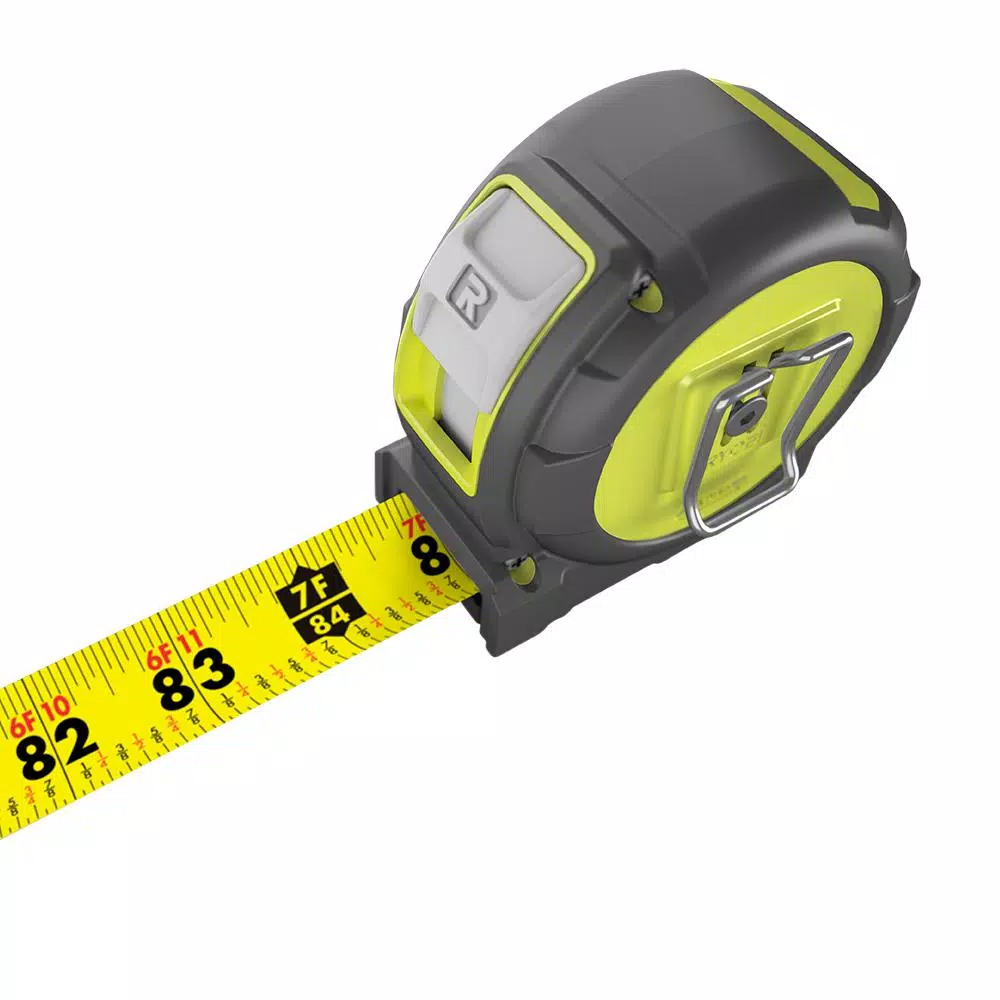 RYOBI 25 ft. Tape Measure with Overmold Housing and Wireform Belt Clip