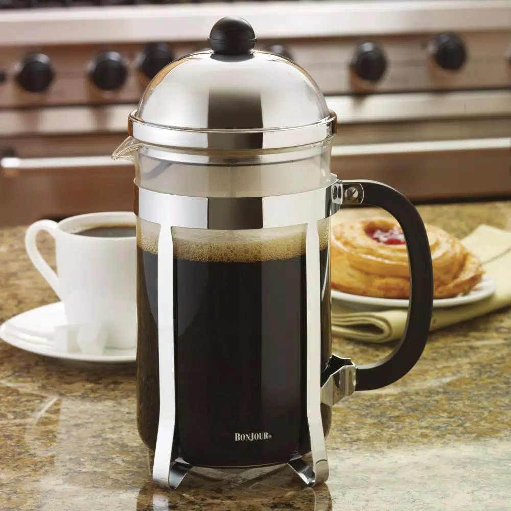 BonJour Monet 12-Cup French Press with Patented Stainless Steel Filtering Lid