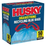 HUSKY 30 Gallon Blue Recycling Bags with Drawstring, 50-Count thumbnail 1