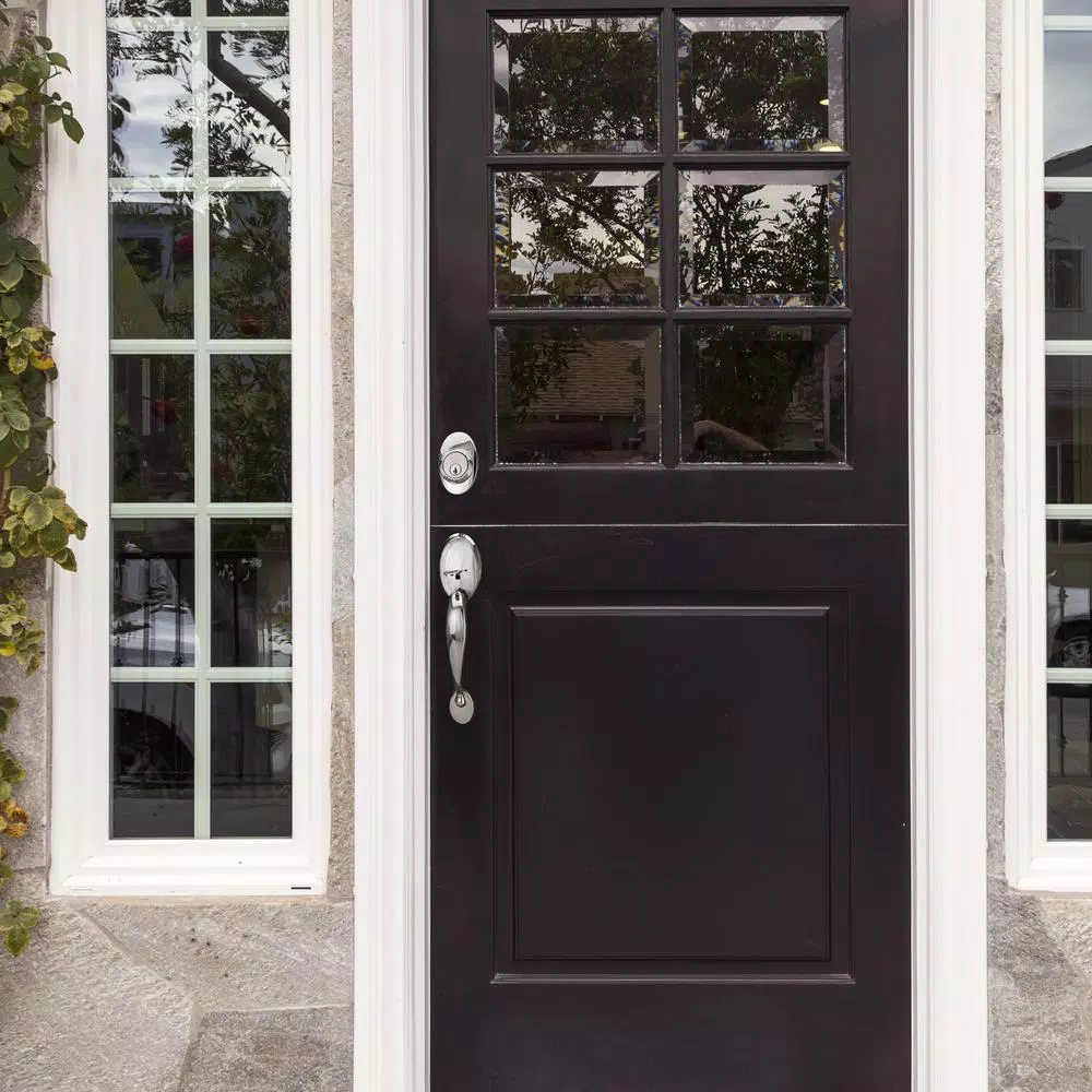 Design House Coventry Polished Chrome Single Cylinder Deadbolt Entry Handleset with Cambridge Interior Knob