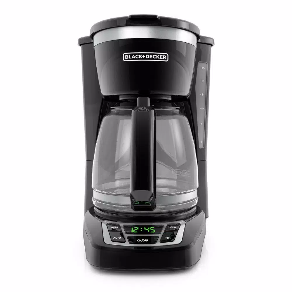 Black+Decker 12-Cup Programmable Drip Coffee Maker with Sneak-A-Cup Technology, Black