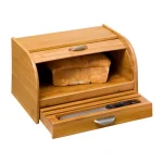 Honey-Can-Do Bamboo Bread Box with Roll-Top Door, Pull-Out Drawer, and Integrated Cutting Board thumbnail 4