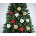 Unbranded Starlite Creations 4-Piece Red Tinsel LED Christmas Ornament Set, 36 Lights, 4 in. thumbnail 3