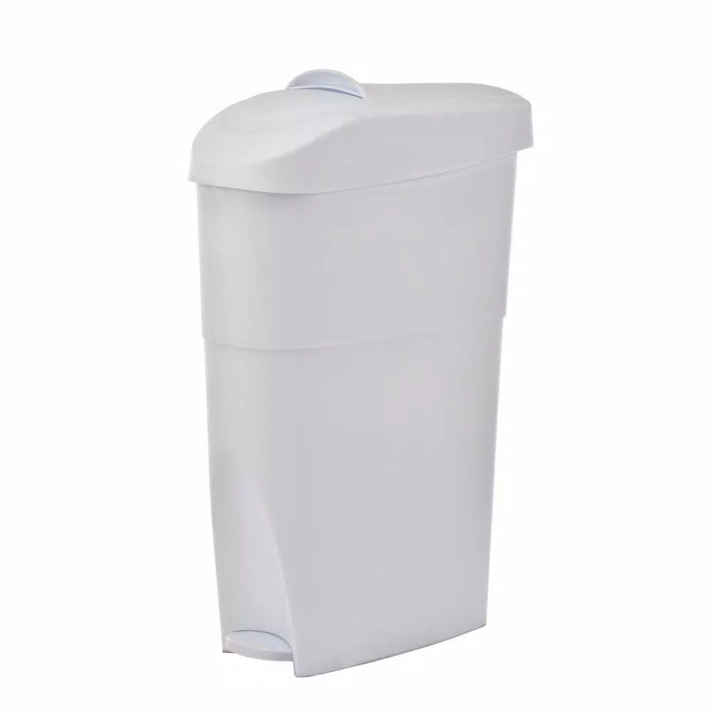 Alpine Industries 19 Qt. White Step-On Sanitary Napkin Receptacle & Waste Basket