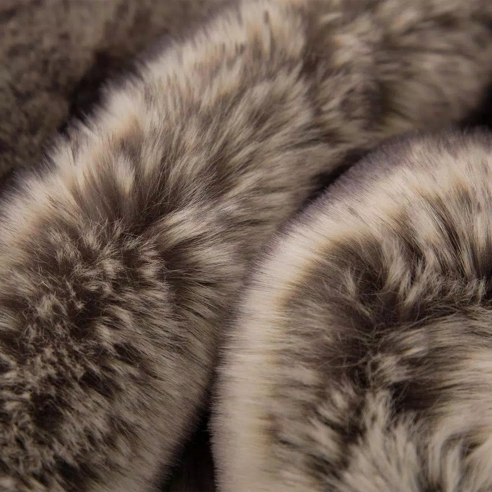 Glitzhome 60 in. Ombre Gray Faux Fur Luxury Throw Blanket