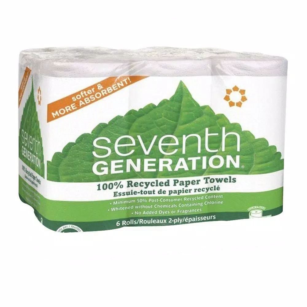 SEVENTH GENERATION Recycled Paper Towels 2-Ply, 11 in. x 5.40 in., 140 Sheets per Roll (6-Pack)