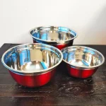 Oster Rosamond 3-Piece Stainless Steel Mixing Bowl Set, Red Brushed Finish thumbnail 3