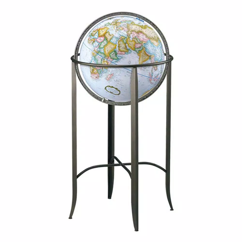 Replogle Trafalgar 16 in. Standing Floor Globe with Pewter Finish Meridian