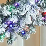 Home Accents Holiday Home Holiday Accents 30 in. Flocked Pine LED Prelit Wreath with 50 Warm White Lights and Timer thumbnail 5