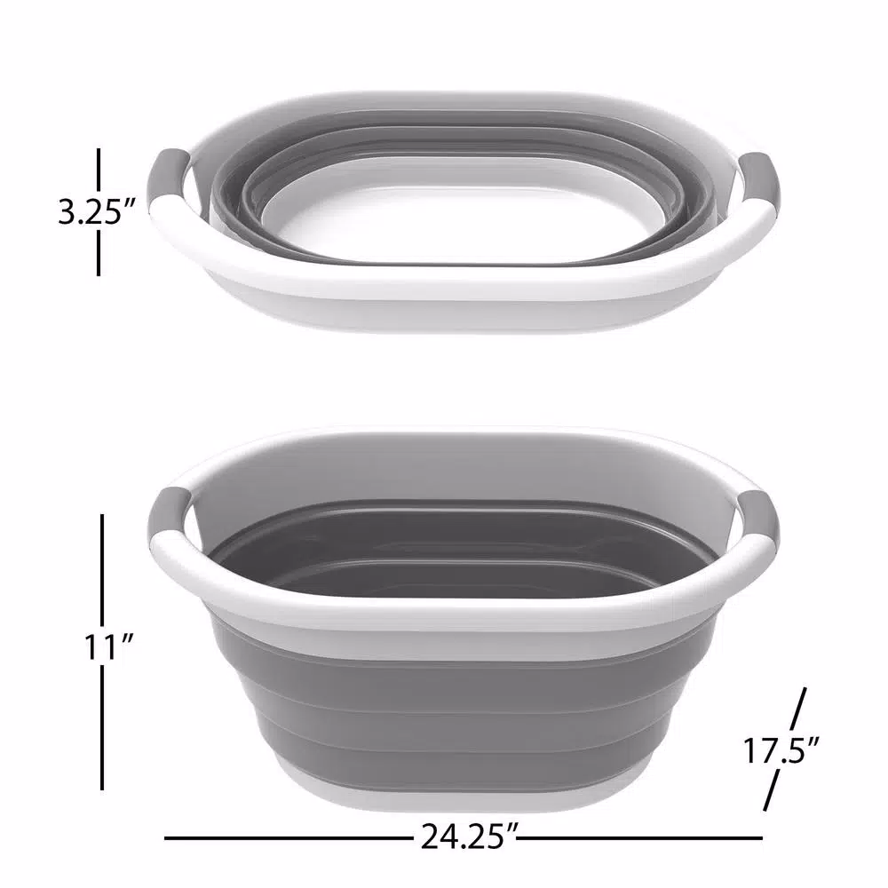 Lavish Home Gray Collapsible Multi-Use Laundry Basket with Comfort Grip Handles