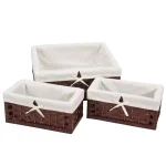 Household Essentials Brown Paper Rope Wicker Utility Basket Set with Washable Cotton Liners (Set of 3) thumbnail 1
