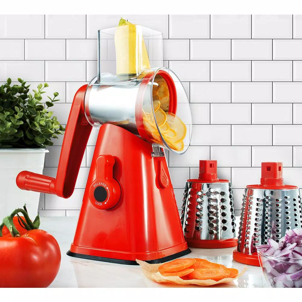 As Seen on TV NutriSlicer 3-in-1 Rotating Mandoline Slicer and Grater, Stainless Steel