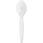 Genuine Joe Heavyweight White Polystyrene Disposable Spoons, 100 Count thumbnail 1