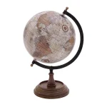 LITTON LANE Nautical Decorative Sepia Globe with Mango Wood Base and Iron Meridian thumbnail 3