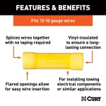 CURT Butt Connectors, 12-10 Gauge Wire, Yellow, 100-Pack thumbnail 2