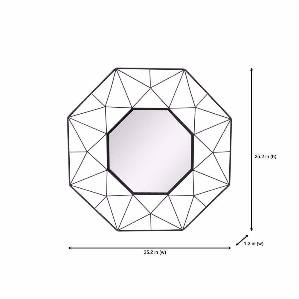 StyleWell Modern Octagonal Black Metal Frame Accent Mirror, 25.2 in.