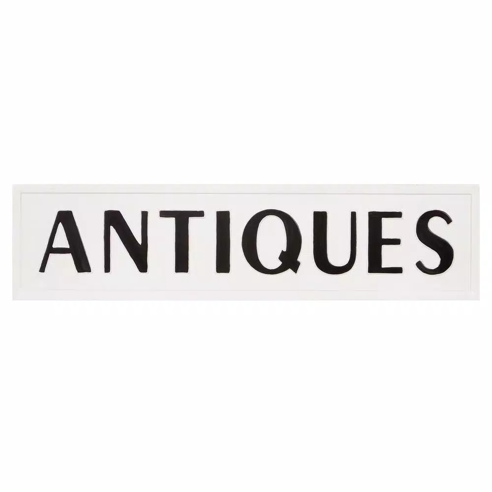 Pinnacle Rustic Antiques White Metal Wall Sign - 36.5 in. x 9.75 in. Farmhouse Tin Enamel Decor