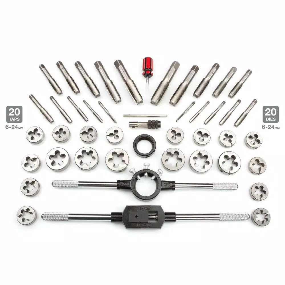 TEKTON 45-Piece Metric Tap and Die Set, Tungsten Alloy High Speed Steel