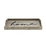 Elegant Designs Rustic Gray Wooden Decorative Serving Tray with Black Metal Handles thumbnail 5