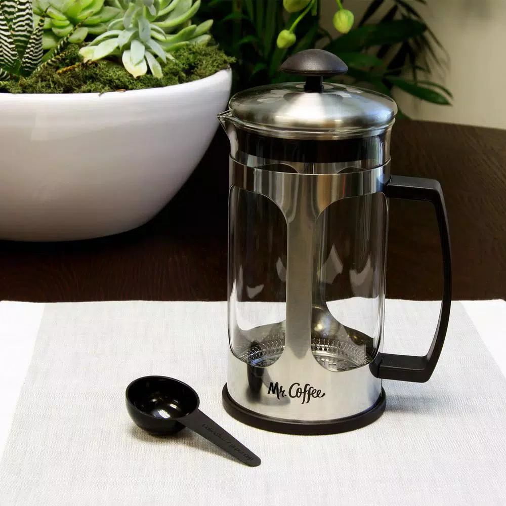Mr. Coffee Daily Brew 4-Cup Stainless Steel Coffee Press, 38 oz.
