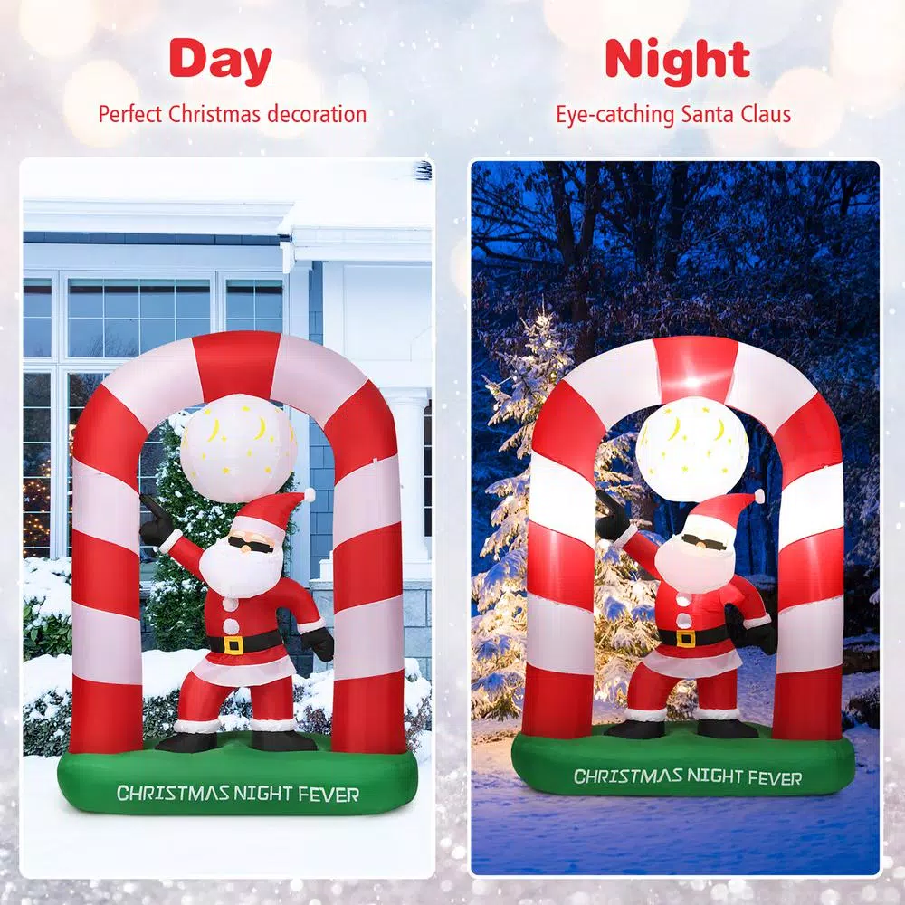 Costway 7.5 ft. Christmas Inflatable Santa Claus Archway Yard Decoration with Lights