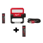 Milwaukee 550 Lumen REDLITHIUM USB Rechargeable Pivoting LED Flood Light with 2 Batteries thumbnail 1