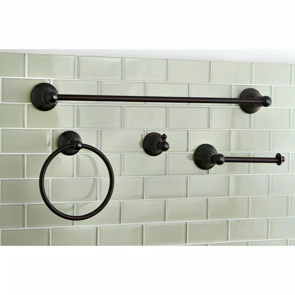 Kingston Brass 4-Piece Naples Bronze Bath Hardware Set - Oil Rubbed Bronze Bathroom Accessory Kit