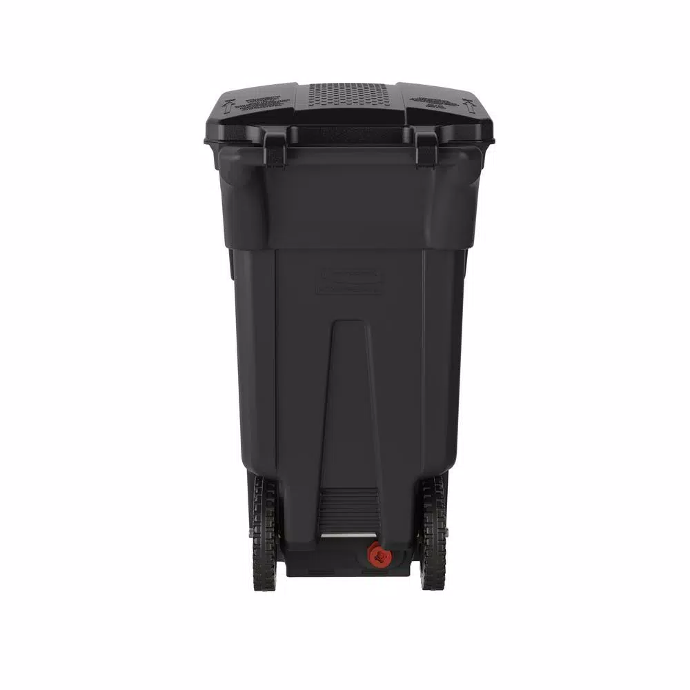 Suncast Commercial 32 Gal. Gray Plastic Wheeled Trash Can with Attached Lid