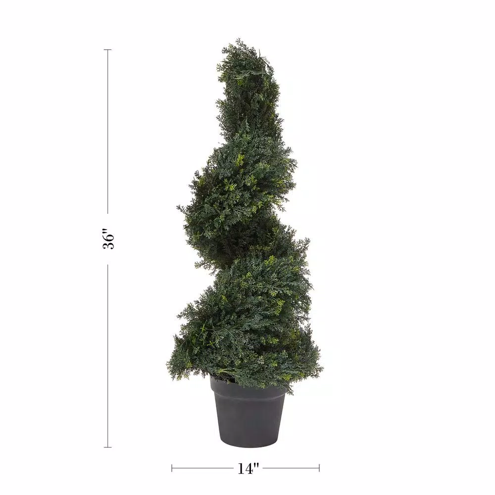 Pure Garden 36 in. Artificial Cypress Spiral Topiary with Pot