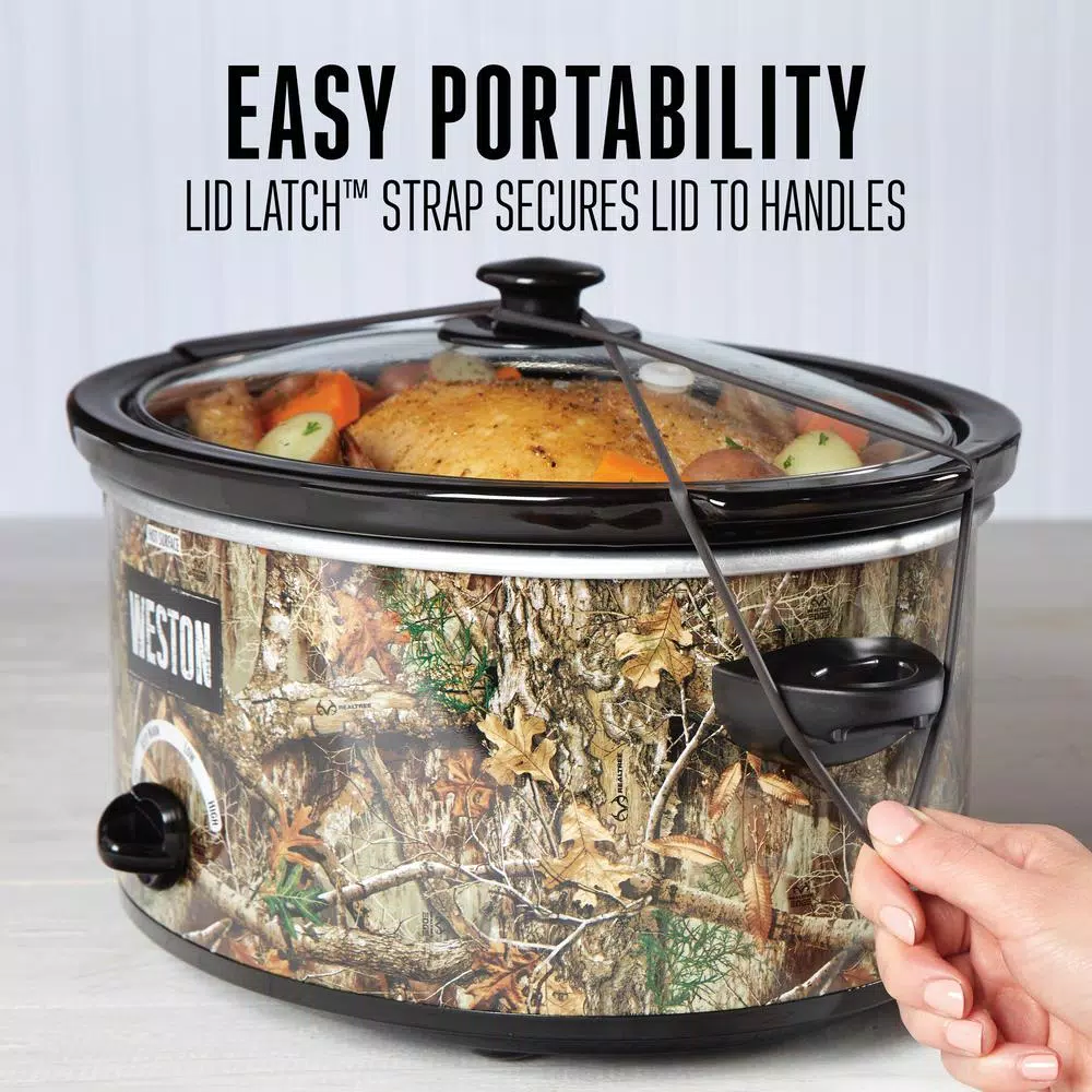 Weston Realtree Edge 5 Qt. Camouflage Slow Cooker with Lid Latch Strap