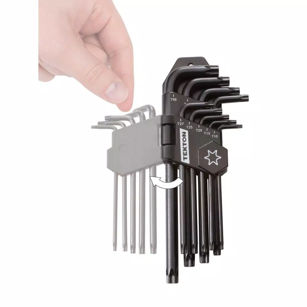 TEKTON 9-Piece Star Key Set, T10-T50 Torx L-Shaped Wrench Set