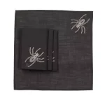 Xia Home Fashions Halloween Spider Web Embroidered Napkins, Black (Set of 4) thumbnail 1