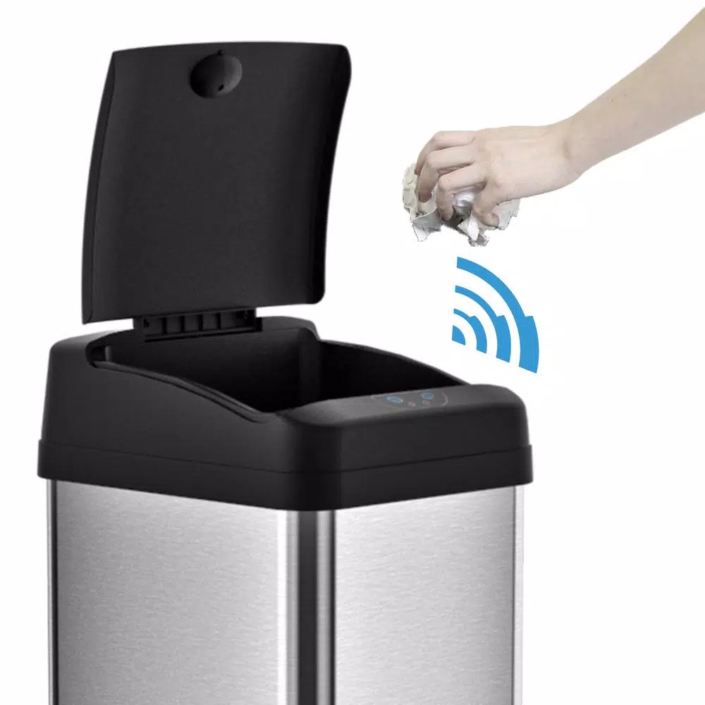 iTouchless 13 Gallon Stainless Steel Motion Sensing Touchless Trash Can with Extra-Wide Lid