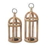 Home Decorators Collection Antiqued Wood Lantern Set of 2 with Beaded Trim thumbnail 1