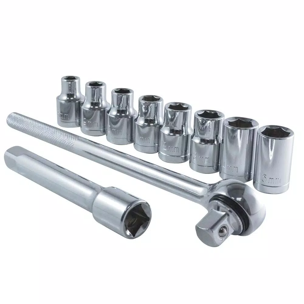 Best Value 1/2 in. Drive Metric Ratchet and Socket Set, 10-Piece