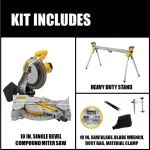 DEWALT 10 in. 15 Amp Corded Compound Single Bevel Miter Saw with Heavy-Duty Miter Saw Stand Bundle thumbnail 2