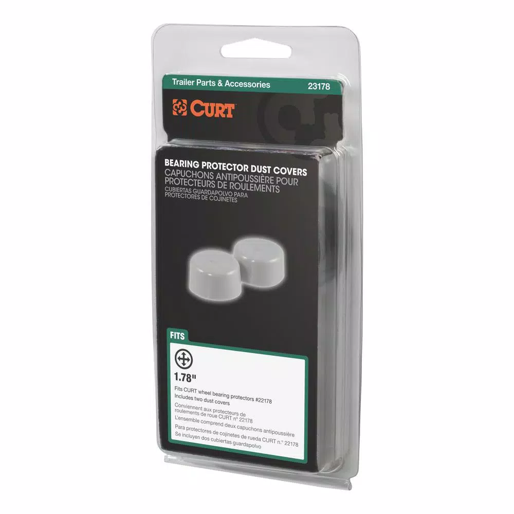 CURT 1.78" Bearing Protector Dust Covers, Gray Plastic (2-Pack)