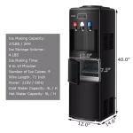Costway Top Loading Water Dispenser with Built-In Ice Maker, Hot & Cold Tri-Temp Water Cooler, Black thumbnail 2