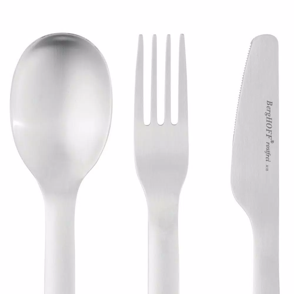 BergHOFF Leo 4-Piece Stainless Steel Travel Flatware Set with Silicone Holder - Pink