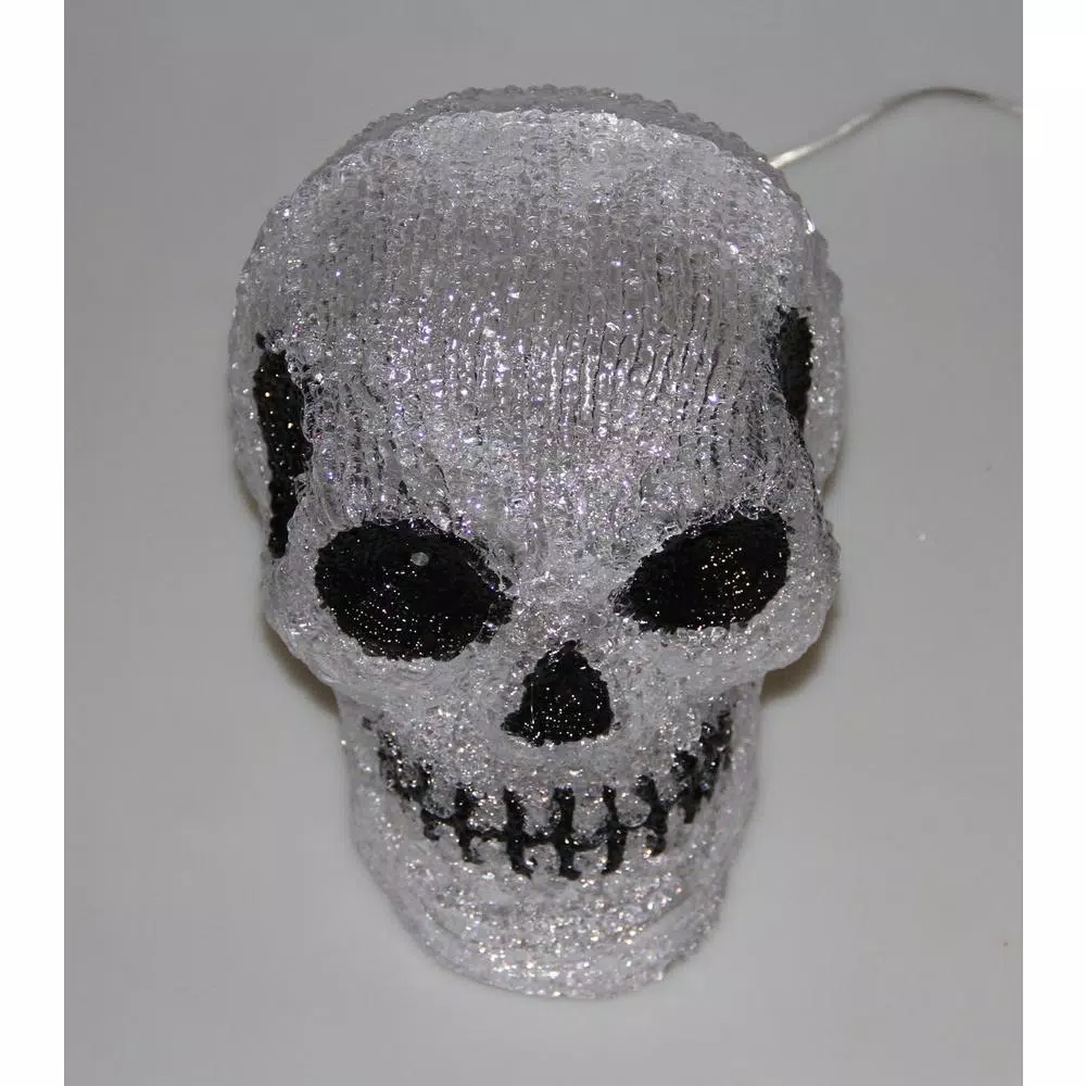 Novolink 7.9 in. White LED Decorative Skull Halloween Light - Handcrafted Indoor/Outdoor Decor