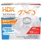 HDX FlexPro 13 Gallon Kitchen Trash Bags with Drawstring, Fresh Scent, 140 Count thumbnail 1