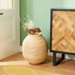 LITTON LANE Large Handwoven Natural Bamboo and Rattan Decorative Vase, 17 in. x 14 in. thumbnail 6