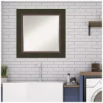 Amanti Art Milano 26 in. Square Beveled Edge Bathroom Vanity Mirror, Bronze Wood Frame thumbnail 7