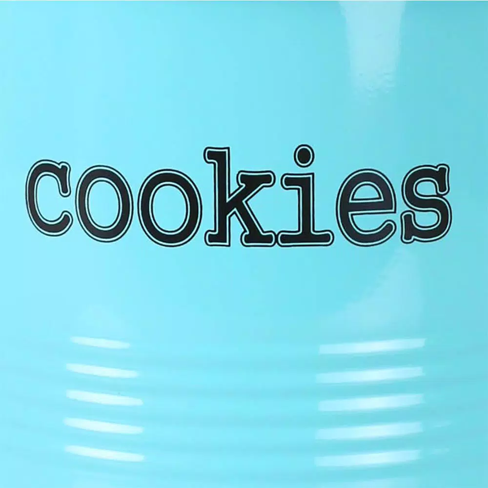Home Basics Vintage Style Blue Tin Cookie Jar - 14.2 oz Metal Food Storage Container