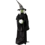 Haunted Hill Farm 6.5 ft. Animatronic Wicked Witch Halloween Prop with Sound and Light thumbnail 1