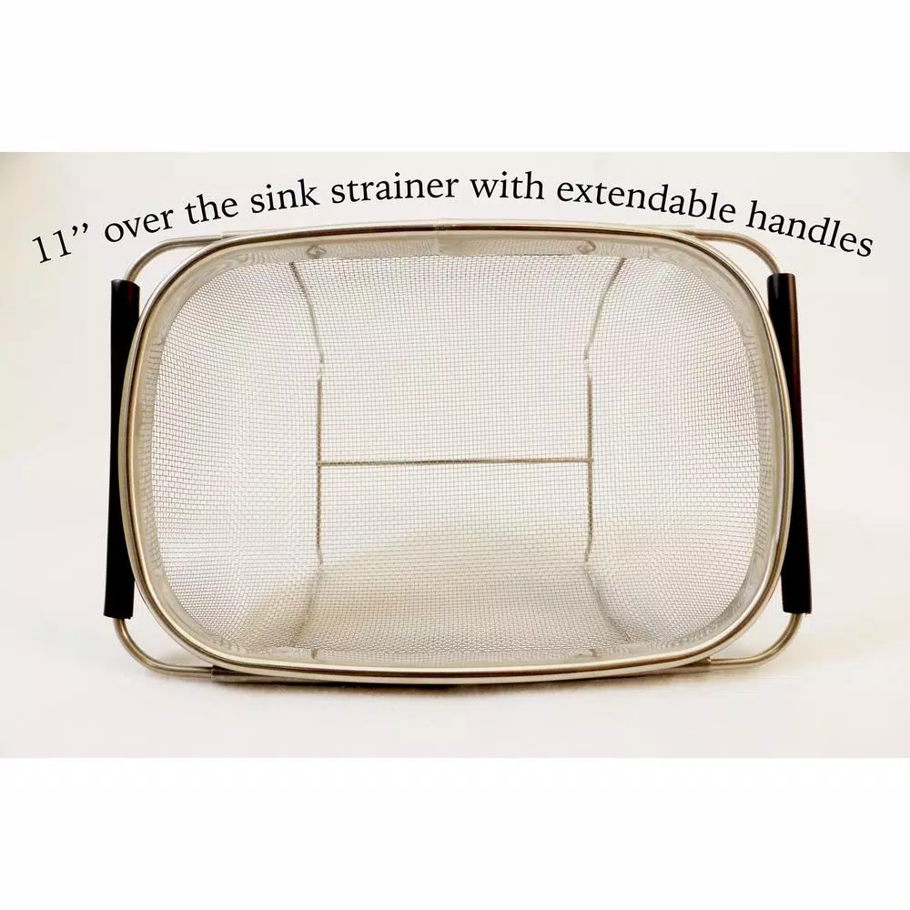 ExcelSteel 11 in. Stainless Steel Over the Sink Mesh Strainer with Extendable Non-Slip Rubber Handles