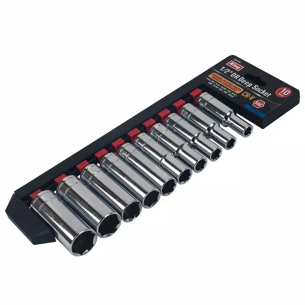 KING 10-Piece 1/2 in. Drive Standard Deep Socket Set