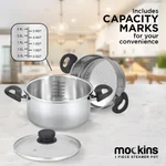 Mockins 3-Piece Stainless Steel Steamer Pot Set with 3 Qt. Saucepot and 2 Qt. Steamer Insert thumbnail 4