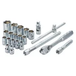 DEWALT 22-Piece 1/2 in. Drive Metric Socket Set with Ratchet and Accessories thumbnail 3