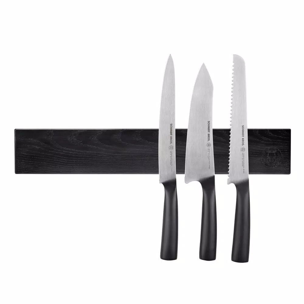 SCHMIDT BROS. 18 in. Ebony Stained Red Oak Magnetic Knife Bar - Black Cutlery Wall Mount